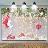 Weihnachten Socken Schneeflocke Baum Gold Funkeln Foto Hintergrund